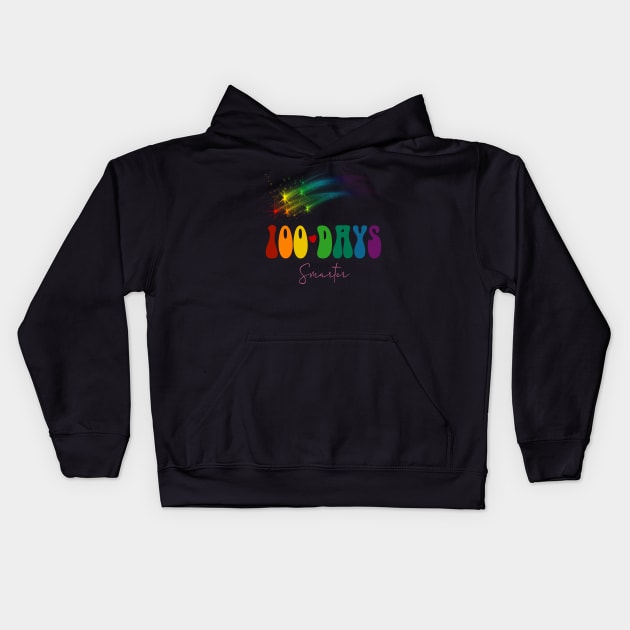 100 days smarter shooting stars groovy back to school Kids Hoodie by NIKA13